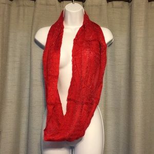 Red and Silver Infinity Knit Scarf